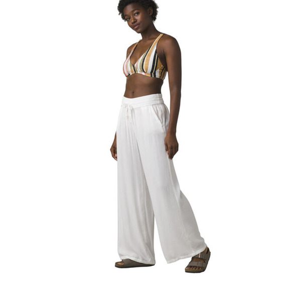 Prana Fernie Beach Pant Womens XL White Swim Cover-Up Flowy Crinkle Wide Leg NWT - Picture 2 of 16